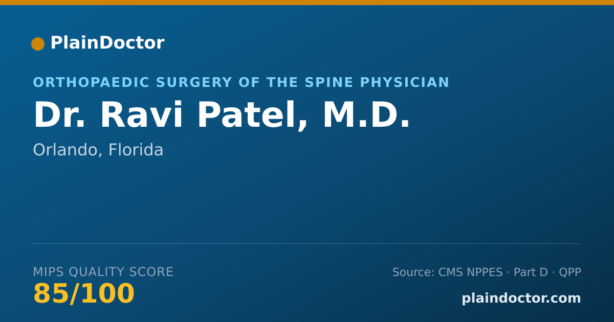 Shareable card for Ravi Patel, M.D. - Orthopaedic Surgery of the Spine Physician, Orlando, FL