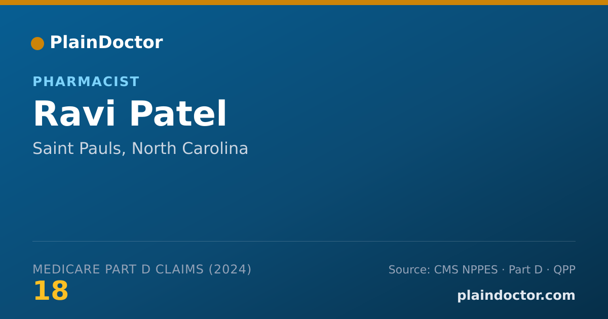 Shareable card for Ravi Patel - Pharmacist, Saint Pauls, NC