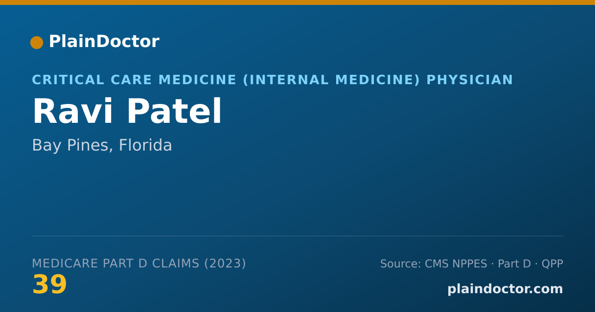 Shareable card for Ravi Patel - Critical Care Medicine (Internal Medicine) Physician, Bay Pines, FL