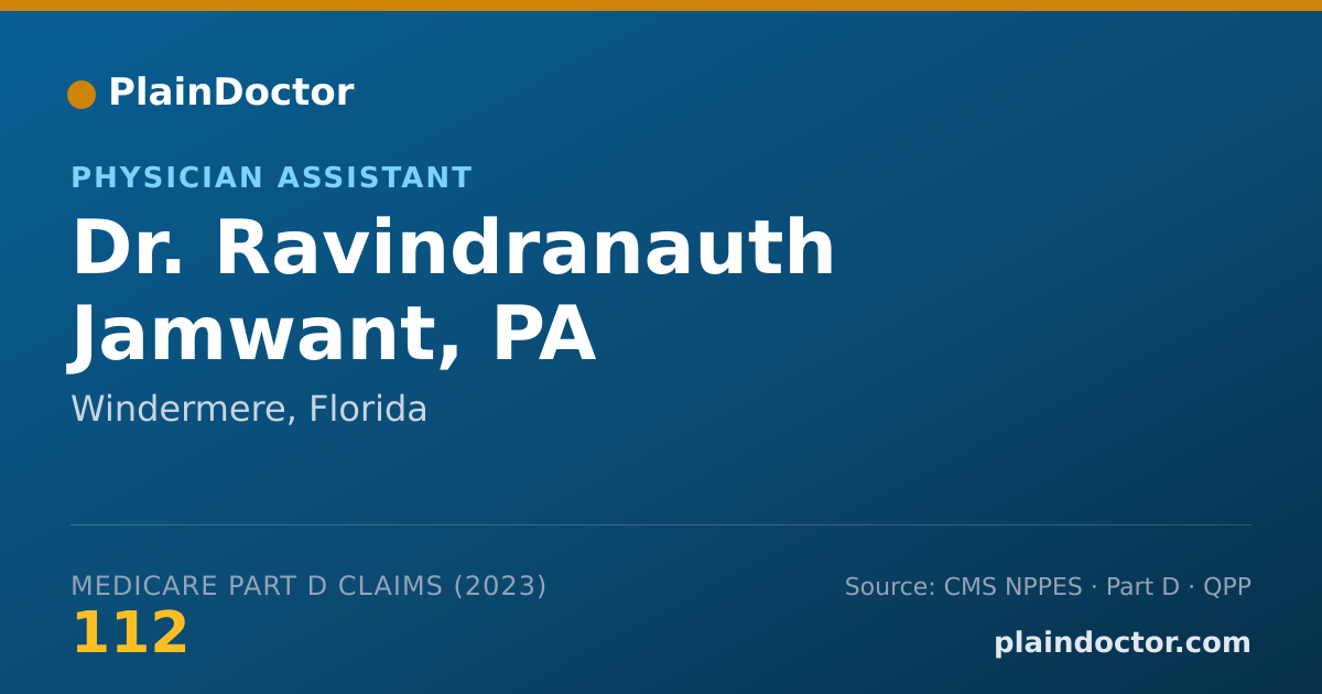 Shareable card for Ravindranauth Jamwant, PA - Physician Assistant, Windermere, FL