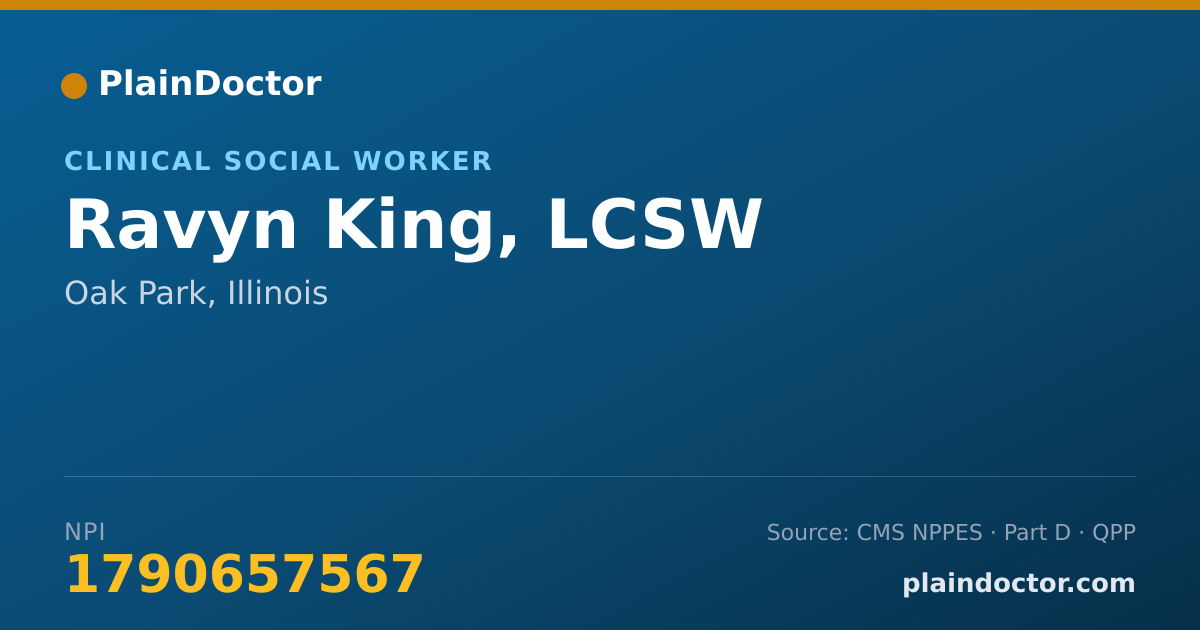 Shareable card for Ravyn King, LCSW - Clinical Social Worker, Oak Park, IL
