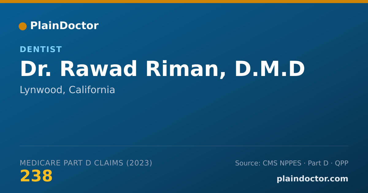 Shareable card for Rawad Riman, D.M.D - Dentist, Lynwood, CA