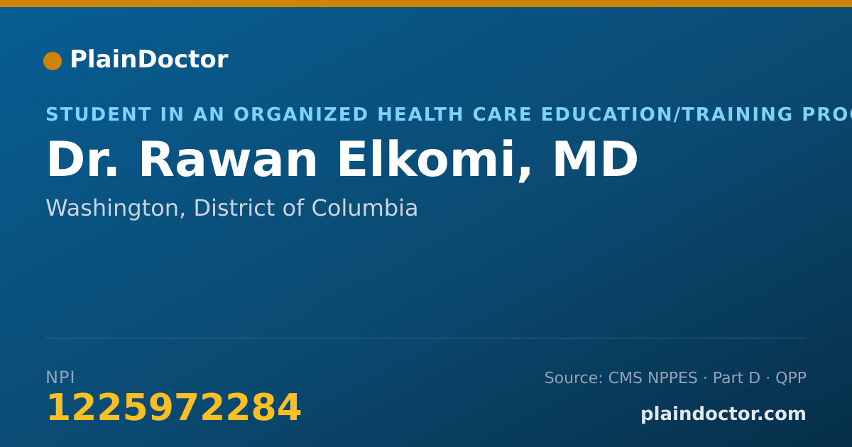 Shareable card for Rawan Elkomi, MD - Student in an Organized Health Care Education/Training Program, Washington, DC
