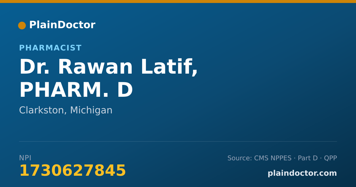 Shareable card for Rawan Latif, PHARM. D - Pharmacist, Clarkston, MI