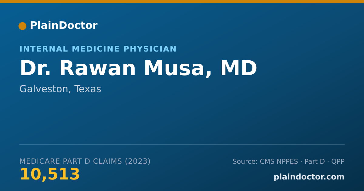 Shareable card for Rawan Musa, MD - Internal Medicine Physician, Galveston, TX