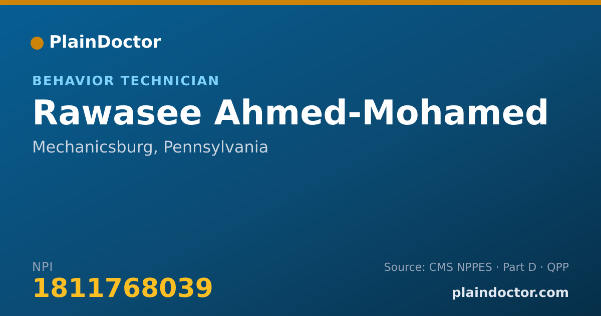 Shareable card for Rawasee Ahmed-Mohamed - Behavior Technician, Mechanicsburg, PA