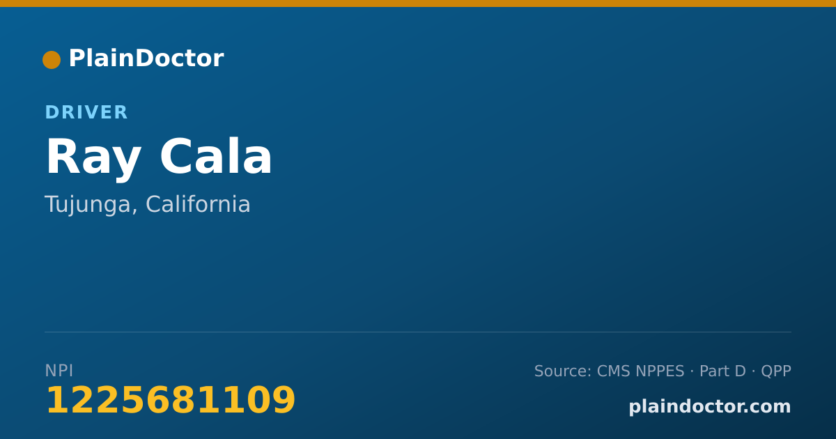 Shareable card for Ray Cala - Driver, Tujunga, CA