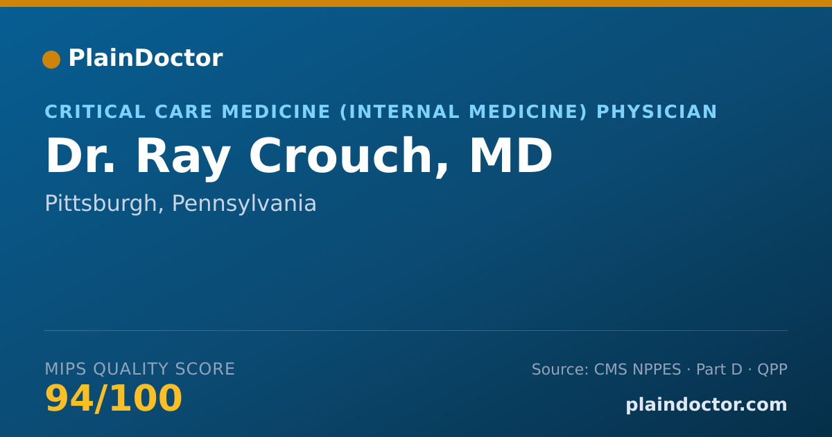 Shareable card for Ray Crouch, MD - Critical Care Medicine (Internal Medicine) Physician, Pittsburgh, PA