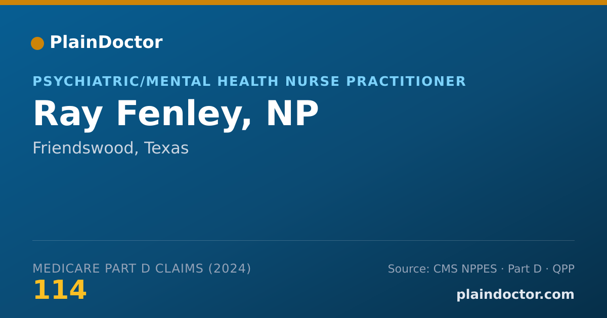 Shareable card for Ray Fenley, NP - Psychiatric/Mental Health Nurse Practitioner, Friendswood, TX