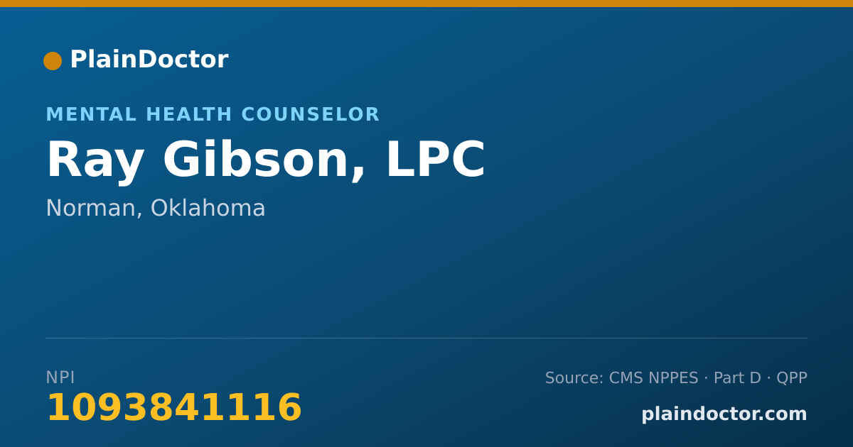 Shareable card for Ray Gibson, LPC - Mental Health Counselor, Norman, OK