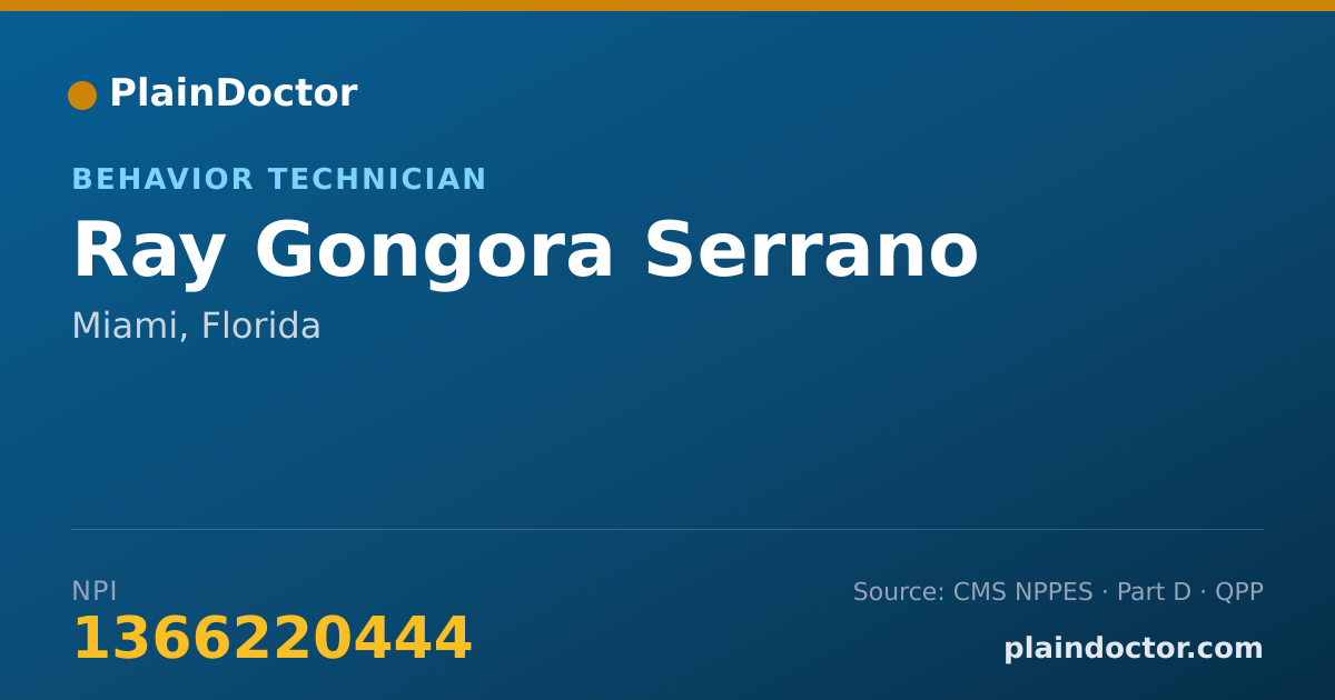 Shareable card for Ray Gongora Serrano - Behavior Technician, Miami, FL