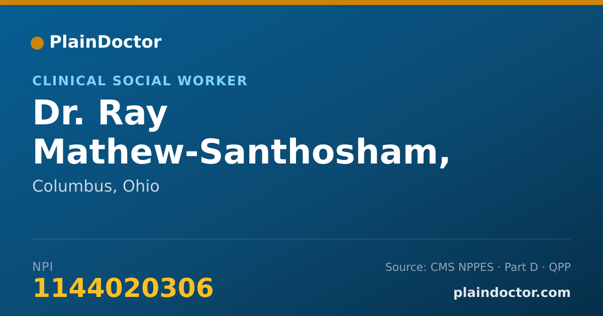 Shareable card for Ray Mathew-Santhosham, BSSW, MSW, LSW - Clinical Social Worker, Columbus, OH