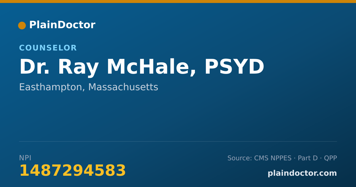 Shareable card for Ray McHale, PSYD - Counselor, Easthampton, MA