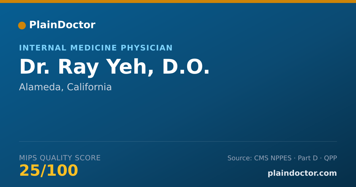 Shareable card for Ray Yeh, D.O. - Internal Medicine Physician, Alameda, CA