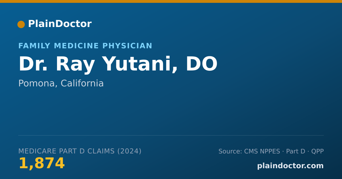 Shareable card for Ray Yutani, DO - Family Medicine Physician, Pomona, CA