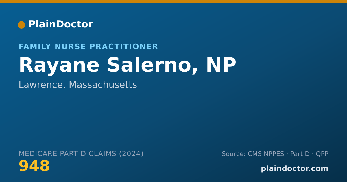Shareable card for Rayane Salerno, NP - Family Nurse Practitioner, Lawrence, MA