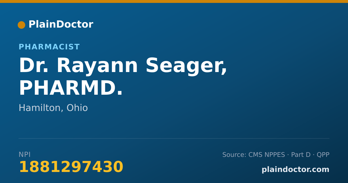 Shareable card for Rayann Seager, PHARMD. - Pharmacist, Hamilton, OH