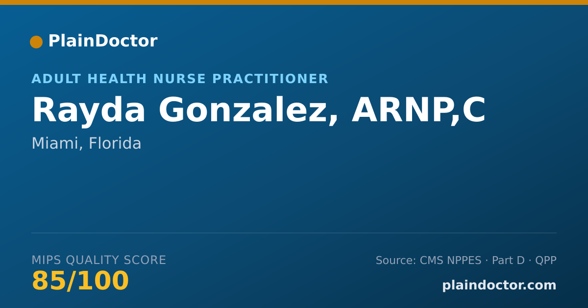 Shareable card for Rayda Gonzalez, ARNP,C - Adult Health Nurse Practitioner, Miami, FL