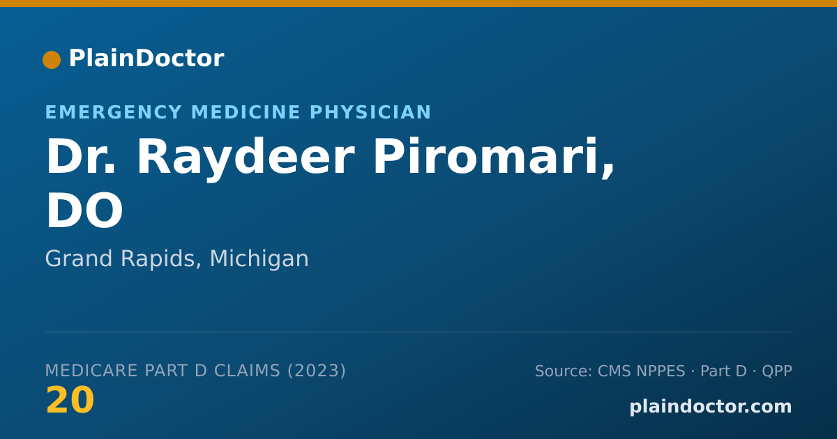 Shareable card for Raydeer Piromari, DO - Emergency Medicine Physician, Grand Rapids, MI