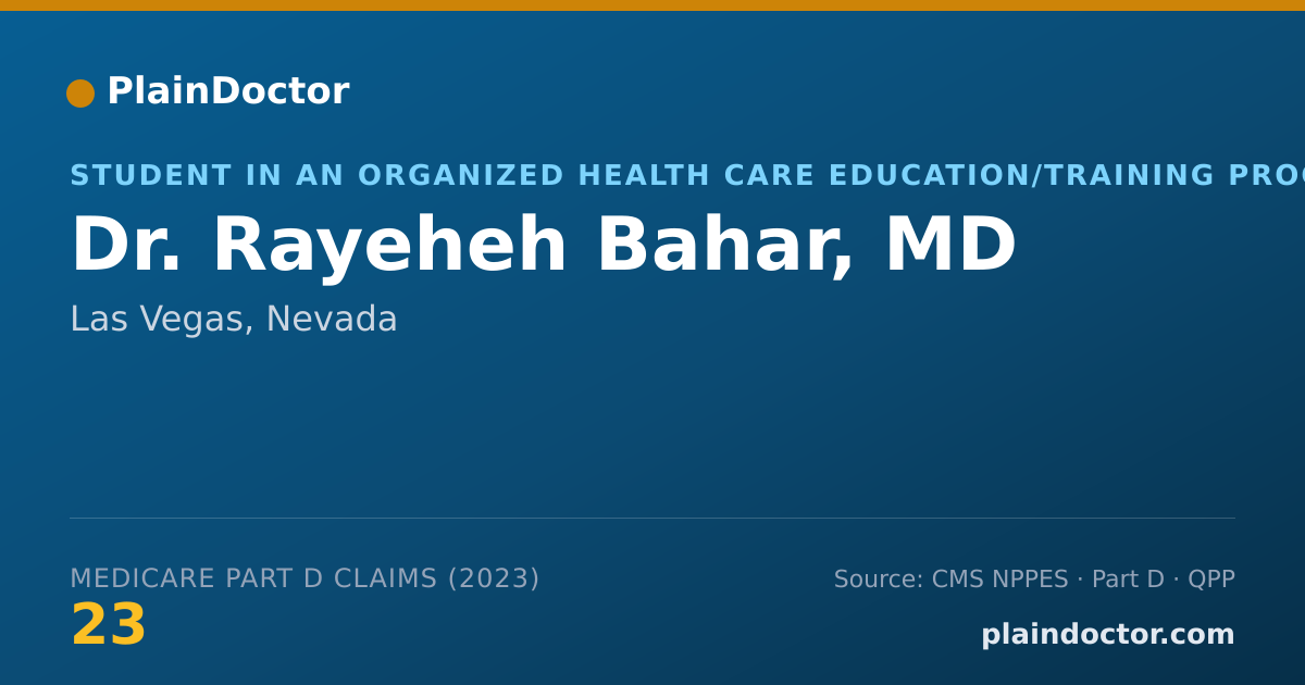 Shareable card for Rayeheh Bahar, MD - Student in an Organized Health Care Education/Training Program, Las Vegas, NV