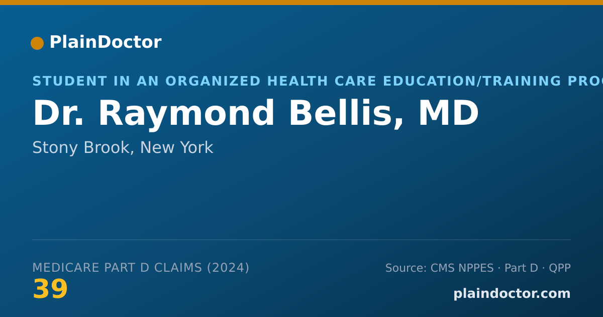 Shareable card for Raymond Bellis, MD - Student in an Organized Health Care Education/Training Program, Stony Brook, NY