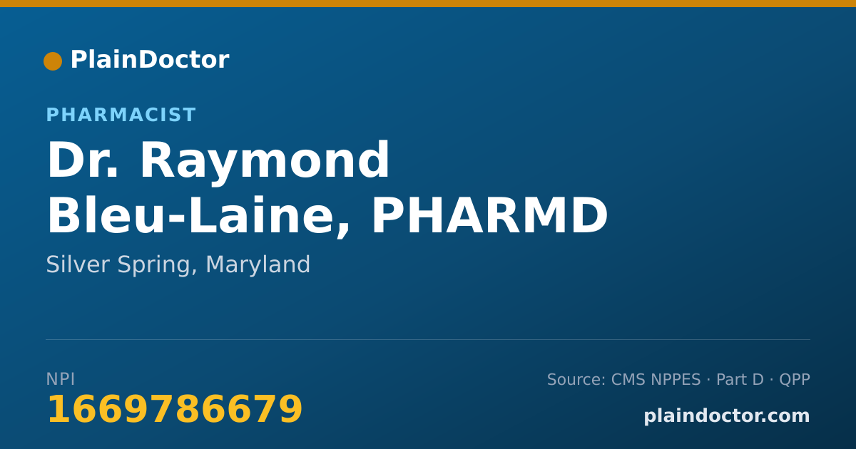 Shareable card for Raymond Bleu-Laine, PHARMD - Pharmacist, Silver Spring, MD