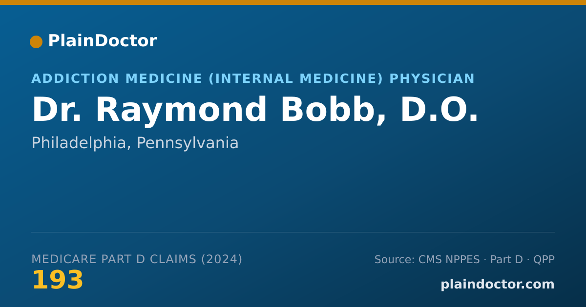 Shareable card for Raymond Bobb, D.O. - Addiction Medicine (Anesthesiology) Physician, Philadelphia, PA