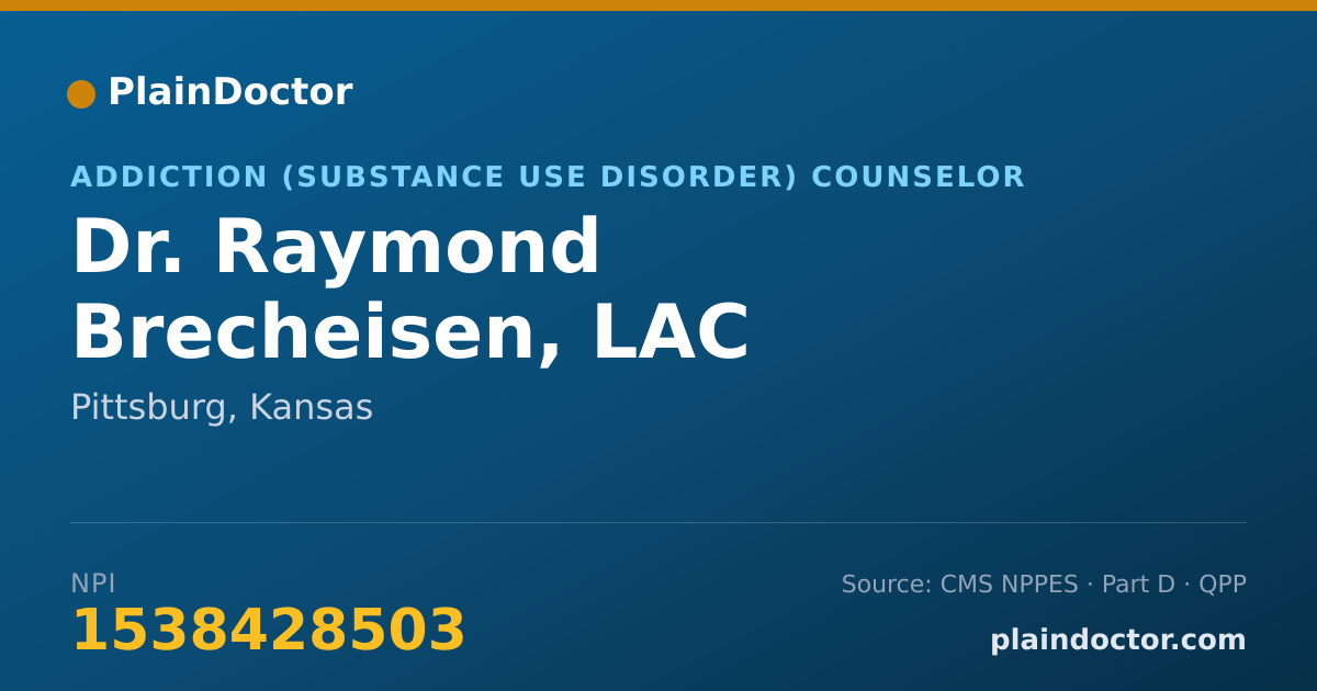 Shareable card for Raymond Brecheisen, LAC - Addiction (Substance Use Disorder) Counselor, Pittsburg, KS