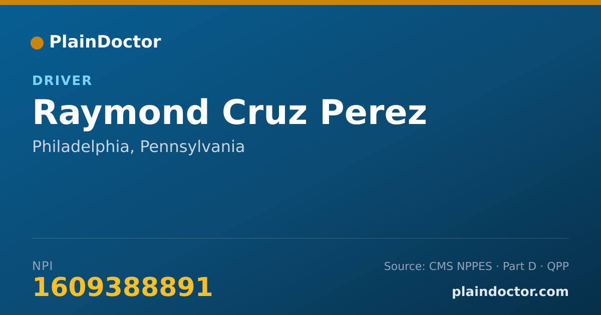 Shareable card for Raymond Cruz Perez - Driver, Philadelphia, PA