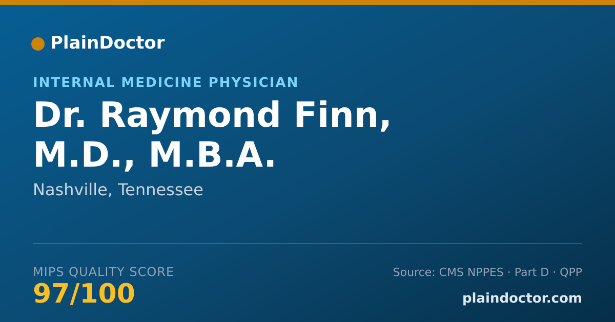 Shareable card for Raymond Finn, M.D., M.B.A. - Internal Medicine Physician, Nashville, TN