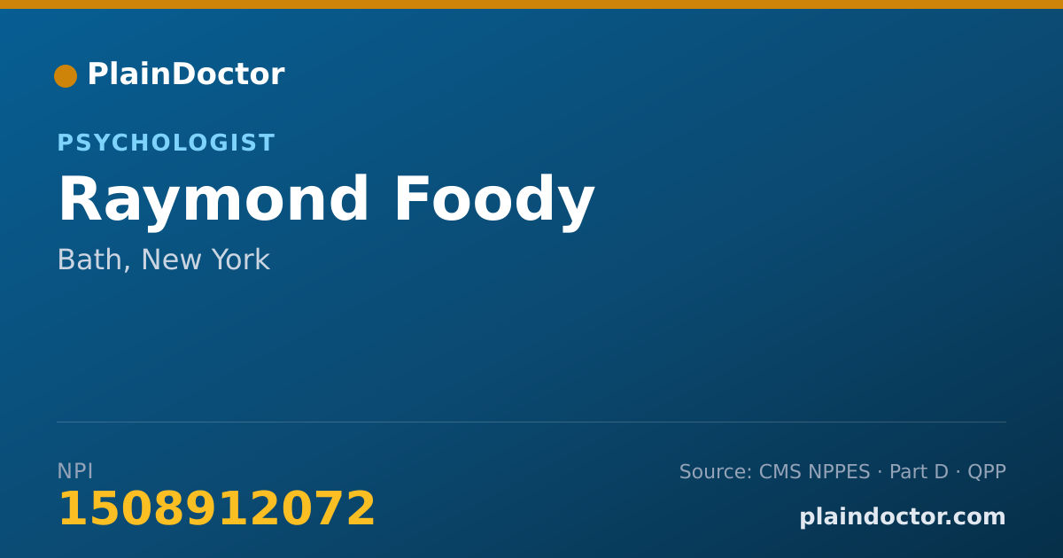 Shareable card for Raymond Foody - Psychologist, Bath, NY
