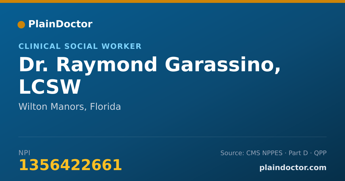 Shareable card for Raymond Garassino, LCSW - Clinical Social Worker, Wilton Manors, FL