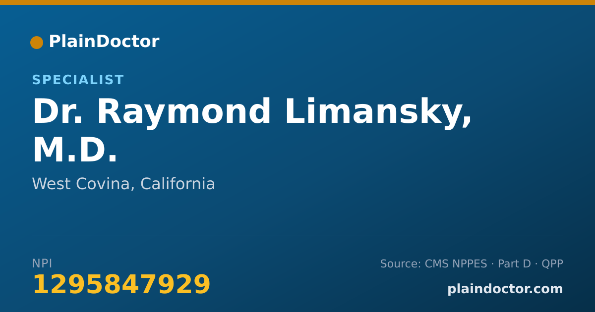 Shareable card for Raymond Limansky, M.D. - Specialist, West Covina, CA