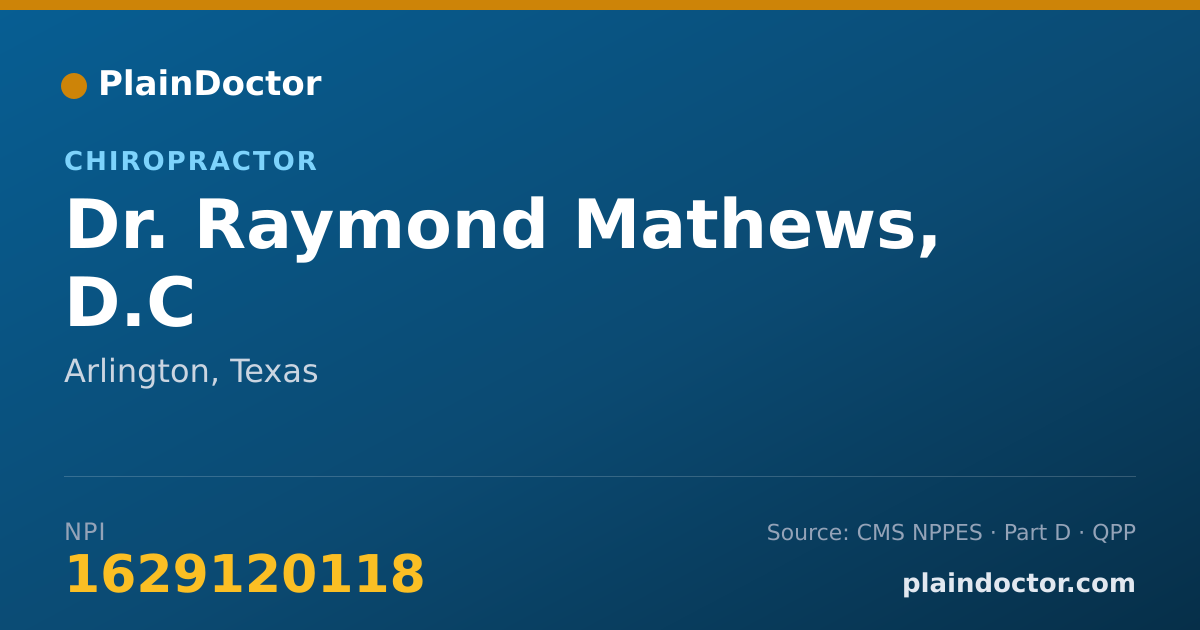 Shareable card for Raymond Mathews, D.C - Chiropractor, Arlington, TX