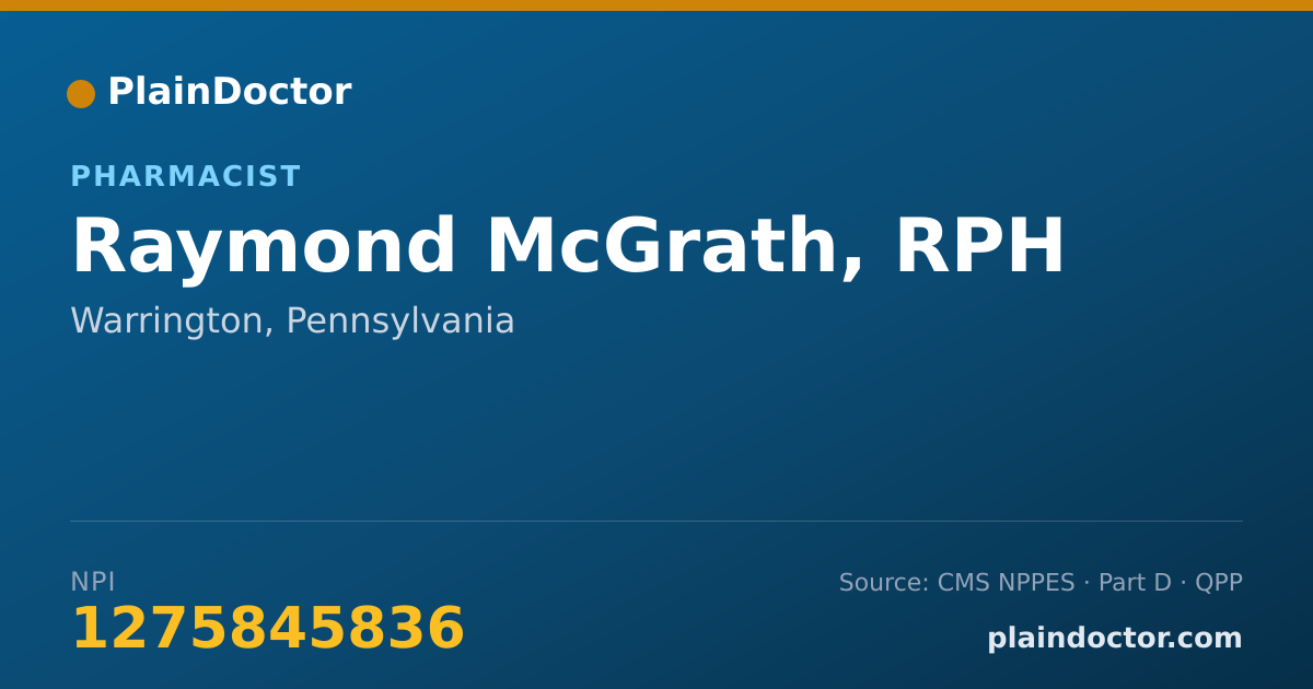 Shareable card for Raymond McGrath, RPH - Pharmacist, Warrington, PA