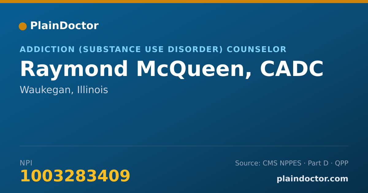 Shareable card for Raymond McQueen, CADC - Addiction (Substance Use Disorder) Counselor, Waukegan, IL