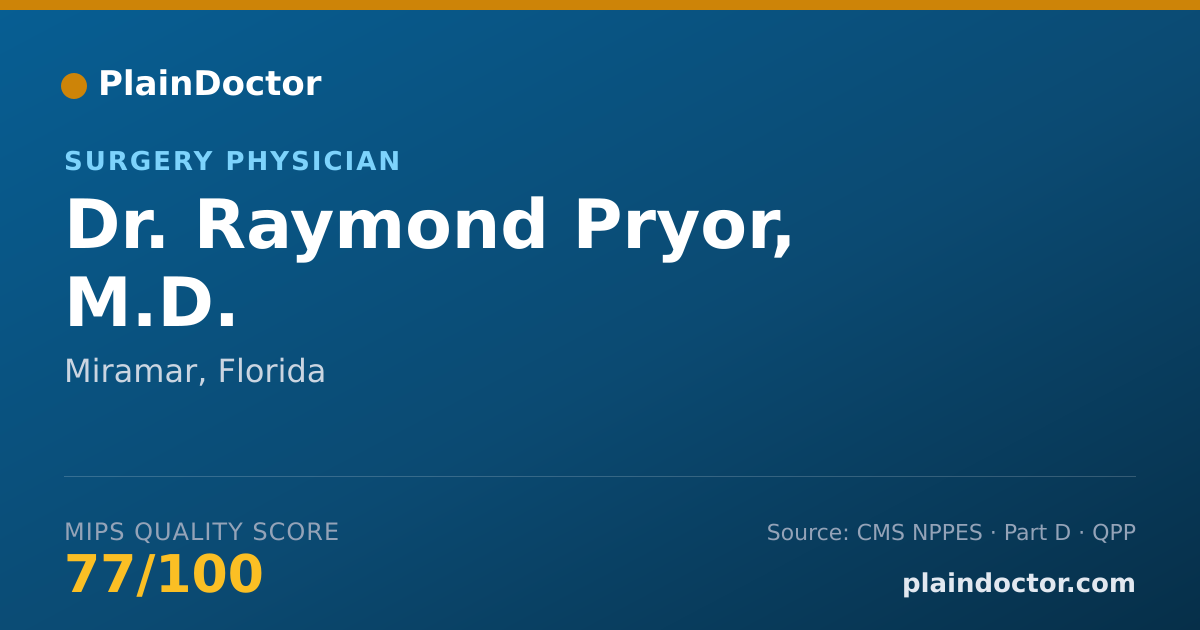 Shareable card for Raymond Pryor, M.D. - Surgery Physician, Miramar, FL