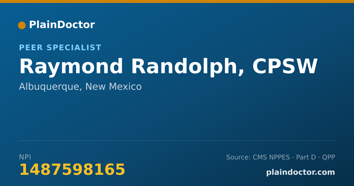Shareable card for Raymond Randolph, CPSW - Peer Specialist, Albuquerque, NM
