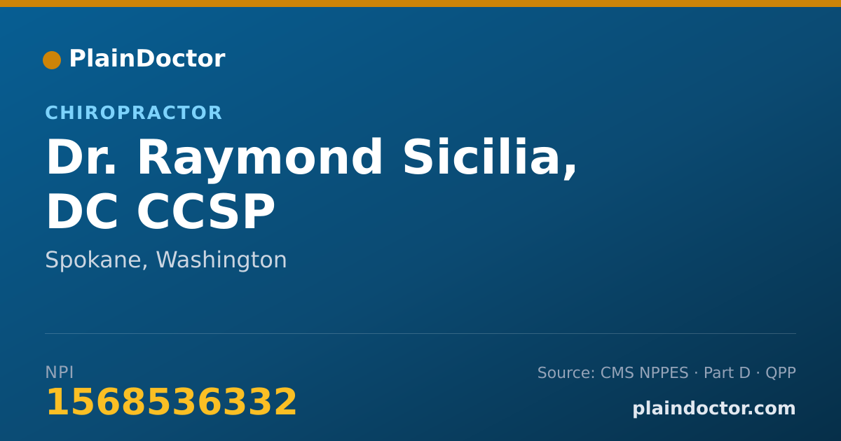 Shareable card for Raymond Sicilia, DC CCSP - Chiropractor, Spokane, WA