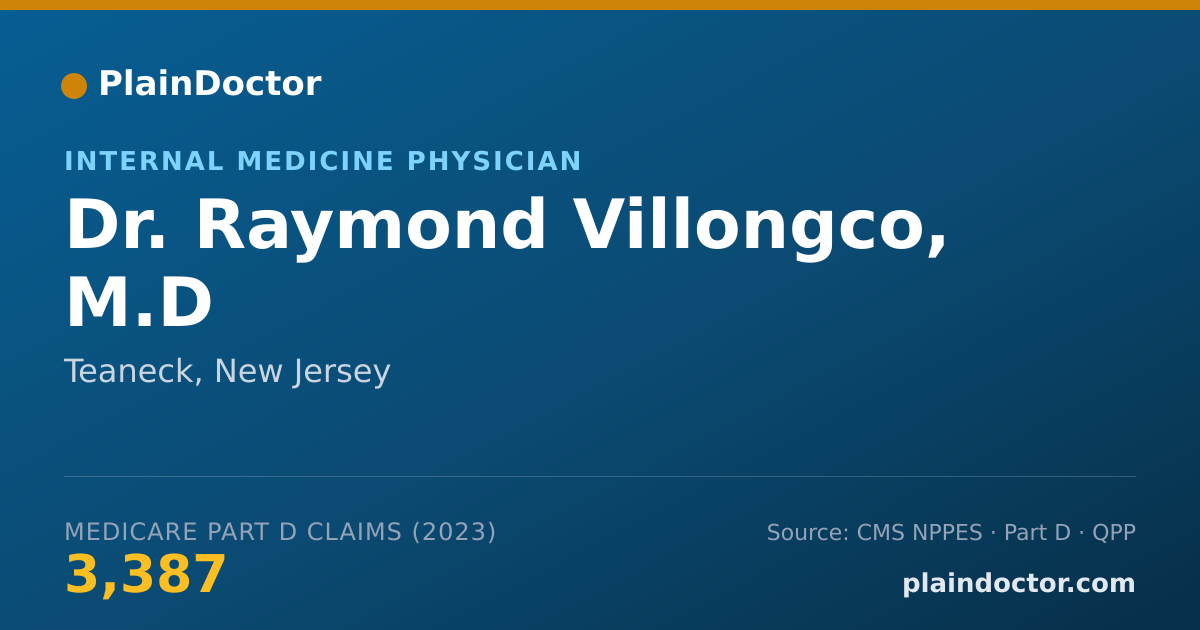 Shareable card for Raymond Villongco, M.D - Internal Medicine Physician, Teaneck, NJ
