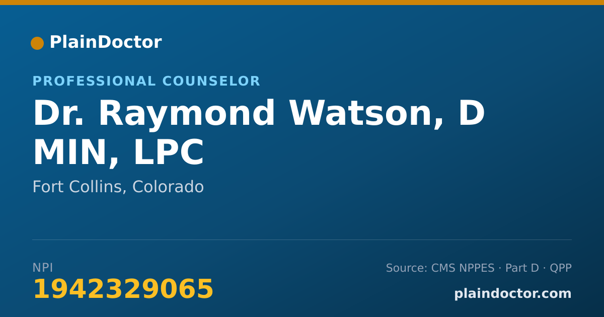Shareable card for Raymond Watson, D MIN, LPC - Professional Counselor, Fort Collins, CO