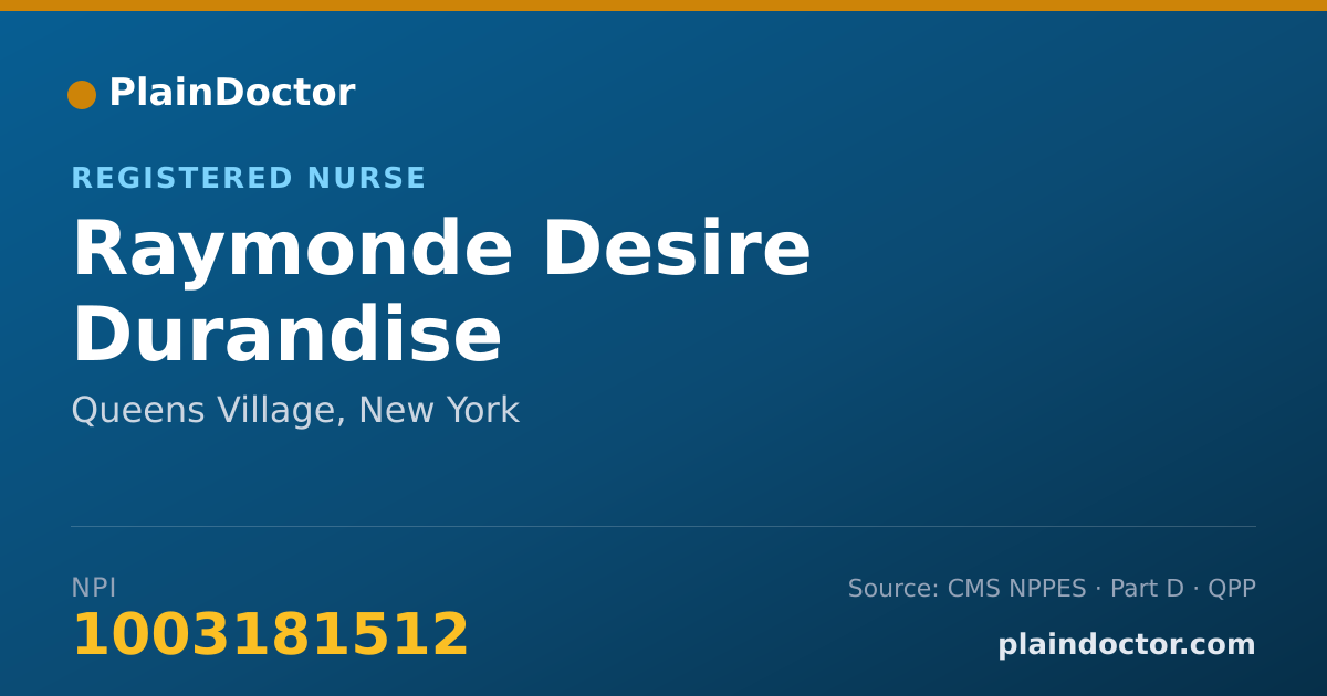 Shareable card for Raymonde Desire Durandise - Registered Nurse, Queens Village, NY