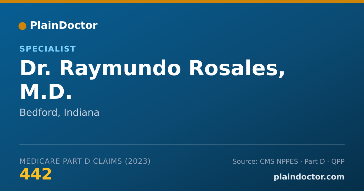 Shareable card for Raymundo Rosales, M.D. - Specialist, Bedford, IN