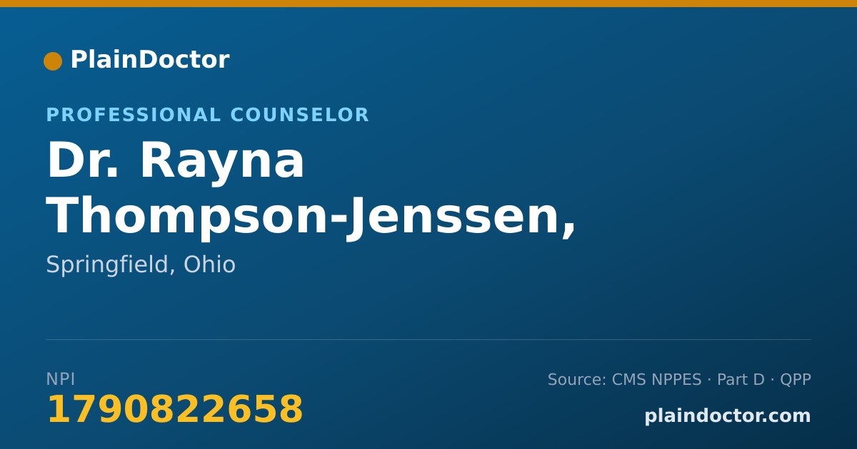 Shareable card for Rayna Thompson-Jenssen, LPCC-S - Professional Counselor, Springfield, OH
