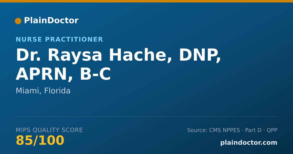 Shareable card for Raysa Hache, DNP, APRN, B-C - Nurse Practitioner, Miami, FL