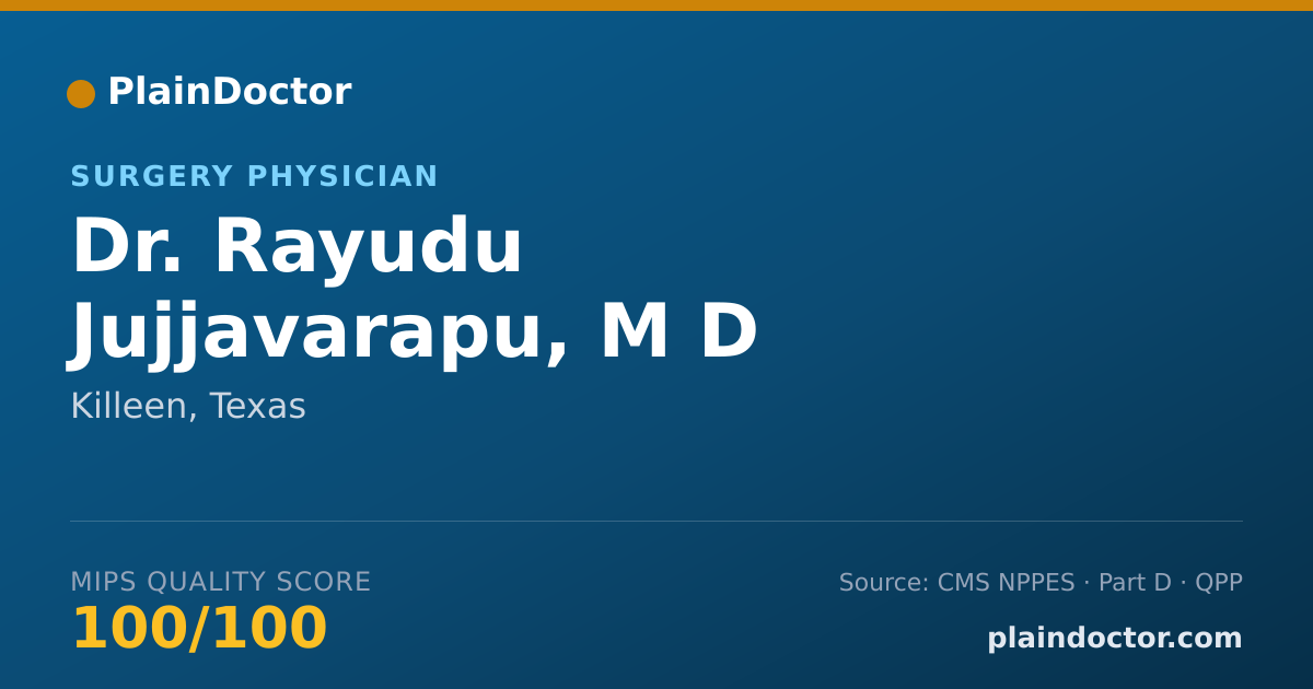Shareable card for Rayudu Jujjavarapu, M D - Surgery Physician, Killeen, TX