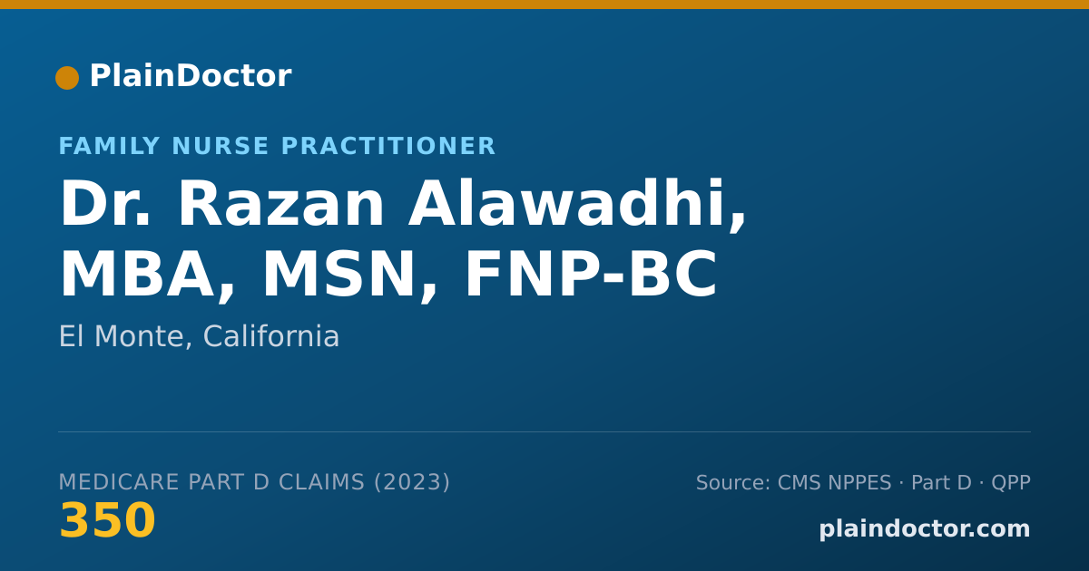 Shareable card for Razan Alawadhi, MBA, MSN, FNP-BC - Family Nurse Practitioner, El Monte, CA