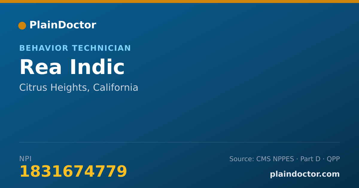 Shareable card for Rea Indic - Behavior Technician, Citrus Heights, CA