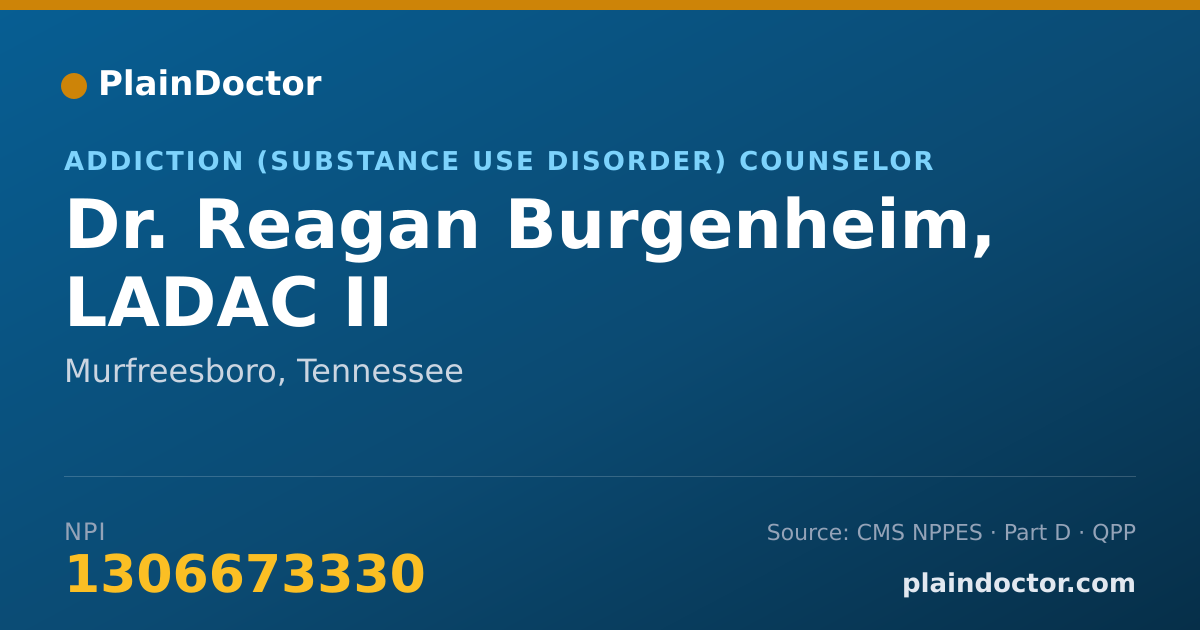 Shareable card for Reagan Burgenheim, LADAC II - Addiction (Substance Use Disorder) Counselor, Murfreesboro, TN