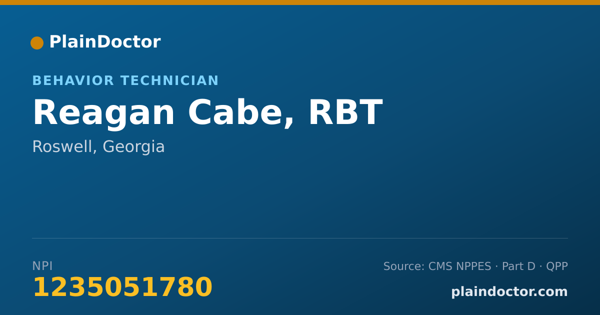Shareable card for Reagan Cabe, RBT - Behavior Technician, Roswell, GA